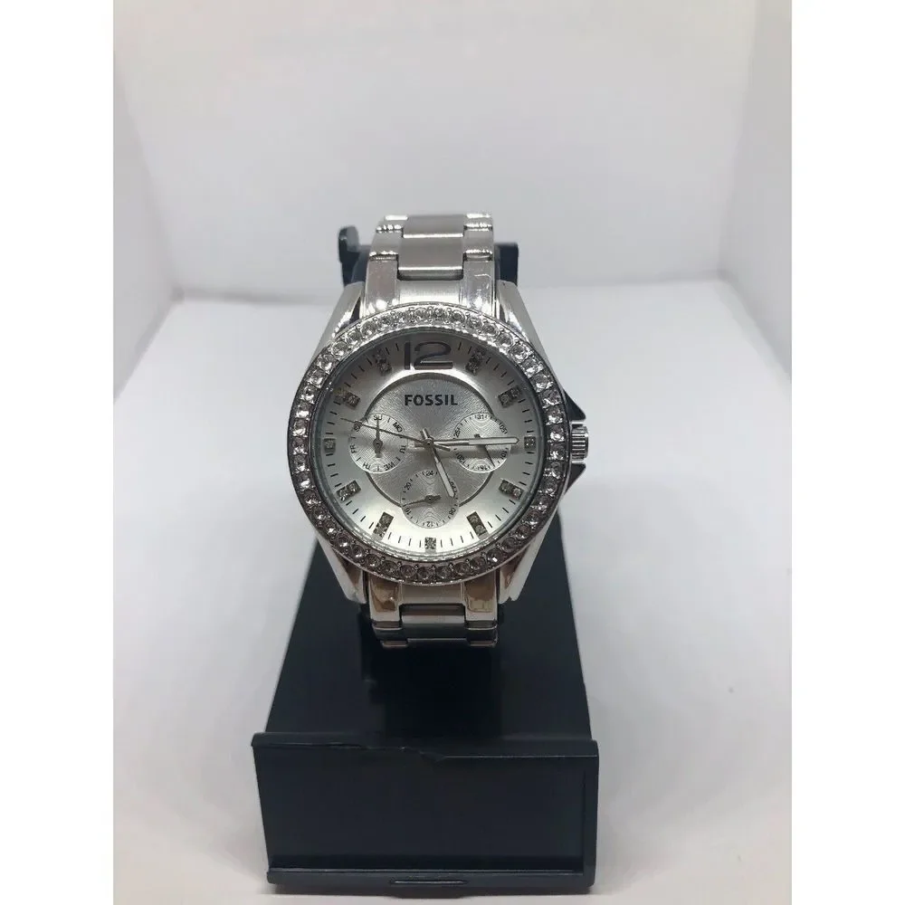 Fossil ES3302 Womens Stainless Steel Analog Silver Dial Quartz Watch Wrist RK338
